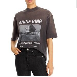 Anine Bing Heritage Collection Wes Motel Graphic Tee in Washed Black XS